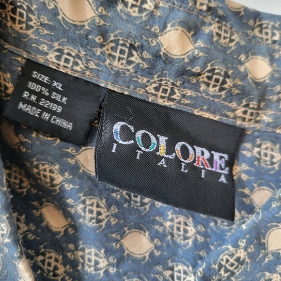 Vntg Colore Italia Printed Silk Men's Shirt XL - Picture 3 of 7